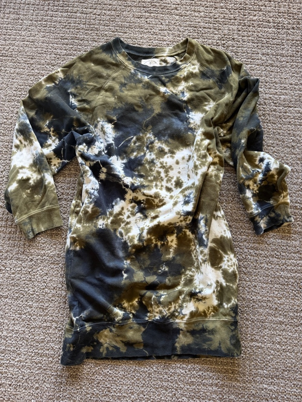 Electric & Rose Avion Sunday tie-dye sweatshirt dress - Olive & Black